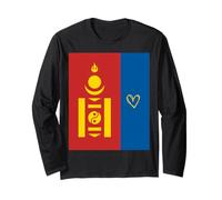 Bandera de Mongolia Corazón de Mongolia Orgulloso Día Nacional del Patrimon Manga Larga