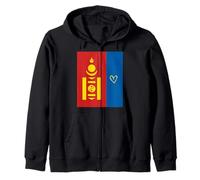 Bandera de Mongolia Corazón de Mongolia Orgulloso Día Nacional del Patrimon Sudadera con Capucha