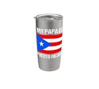 Bandera de My Papa Is Puerto Rican Pride Rico Vaso térmico de acero inoxidable de doble pared