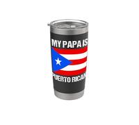 Bandera de My Papa Is Puerto Rican Pride Rico Vaso térmico de acero inoxidable de doble pared