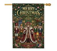 Bandera de Navidad con diseño de cascanueces y ratón, 71 x 101 cm | Tema de cascanueces, bandera de césped, decoración del hogar de vacaciones, bandera de jardín de invierno, ratón real festivo