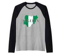 Bandera de Nigeria Africana Hombres Mujeres Niños Nigeria Camiseta Manga Raglan
