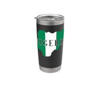 Bandera de Nigeria Africana Hombres Mujeres Niños Nigeria Vaso térmico de acero inoxidable de doble pared