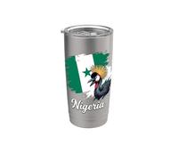 Bandera de Nigeria Grulla Coronada Gris Pájaro Nacional Vaso térmico de acero inoxidable de doble pared