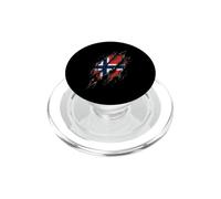Bandera de Noruega Mirada Desgarrada Orgullo Noruego PopSockets PopGrip para MagSafe