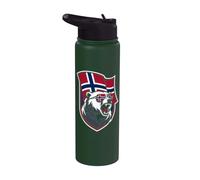 Bandera de Noruega Norge Fan Cool White Dog Noruego Viking Bear Stainless Steel Insulated Water Bottle