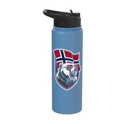Bandera de Noruega Norge Fan Cool White Dog Noruego Viking Bear Stainless Steel Insulated Water Bottle