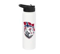 Bandera de Noruega Norge Fan Cool White Dog Noruego Viking Bear Stainless Steel Insulated Water Bottle