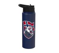 Bandera de Noruega Norge Fan Cool White Dog Noruego Viking Bear Stainless Steel Insulated Water Bottle