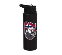Bandera de Noruega Norge Fan Cool White Dog Noruego Viking Bear Stainless Steel Insulated Water Bottle