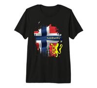 Bandera de Noruega Orgullosa y Escudo de Armas gráfico Camiseta Premium
