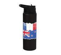 Bandera de Nueva Zelanda Bandera de Francia Orgulloso francés neozelandés Stainless Steel Insulated Water Bottle