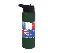 Bandera de Nueva Zelanda Bandera de Francia Orgulloso francés neozelandés Stainless Steel Insulated Water Bottle