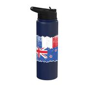 Bandera de Nueva Zelanda Bandera de Francia Orgulloso francés neozelandés Stainless Steel Insulated Water Bottle