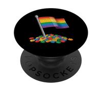 Bandera de Orgullo Arco Iris Feliz Mes del Orgullo Constructor de Ladrillos PopSockets PopGrip Adhesivo