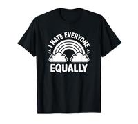 Bandera de Orgullo LGBTQ con Texto en inglés I Hate Everyone Equally LGBTQ Camiseta