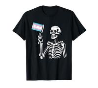 Bandera de orgullo transgénero de esqueleto LGBT-Q Ally Trans Hombres Mujeres Camiseta