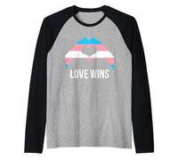 Bandera de Orgullo transgénero Love Wins Heart Sign Camiseta Manga Raglan