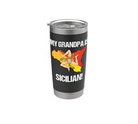 Bandera de país con texto en inglés "My Grandpa Is Sicilian" Vaso térmico de acero inoxidable de doble pared