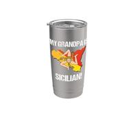 Bandera de país con texto en inglés "My Grandpa Is Sicilian" Vaso térmico de acero inoxidable de doble pared