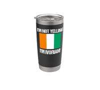 Bandera de país de Costa de Marfil con texto en inglés "I'm Not Yelling Vaso térmico de acero inoxidable de doble pared