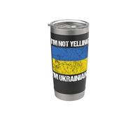 Bandera de país ucraniano con texto en inglés "I'm Not Yelling" Vaso térmico de acero inoxidable de doble pared