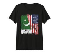 Bandera de Pakistán de Estados Unidos Envejecida, Mitad Americana Camiseta Premium