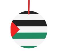Bandera de Palestina de metal para sublimación de bandera de Palestina, adornos de Navidad para decoración de árbol de Navidad, colgantes con cinta, varios tamaños (pequeño, grande)