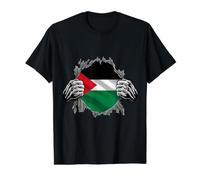 Bandera de Palestina Super Palestina Raíces del país Patrimonio del ADN Camiseta gráfica económica, Hombre, Negro, XL