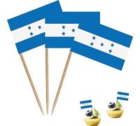 Bandera de palillo de dientes, tamaño pequeño, para cóctel, frutas, cupcakes, decoración de alimentos, paquete de 100 (Honduras)