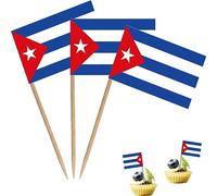 Bandera de palillo de dientes, tamaño pequeño, para cóctel, frutas, cupcakes, decoración de alimentos, paquete de 100 (Cuba)