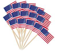 Bandera de papel curado de dientes estadounidenses,Bandera de palillo americano,Mini etiquetas de alimentos Banderas,Magdalena Etiqueta de queso,Para sándwiches,decoración del evento real,100 piezas