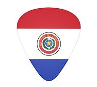 Bandera de Paraguay, paquete de 12 púas para guitarra, incluye calibres delgados, medianos y pesados, 3 tamaños para púas acústicas eléctricas de guitarra