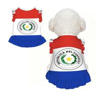 Bandera de Paraguay Vestido para Perro Ropa para perrita Camiseta para cachorrita Ropa para Yorkshire Terrier Ropa Linda para Mascotas para Perros y Gatos pequeños Ropa de Verano para Mascotas