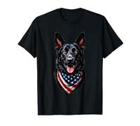 Bandera de pastor alemán negro de Estados Unidos, 4 de julio, pastor alemán Camiseta