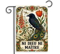 Bandera de Patio Ni Dieu Ni Maître Cita francesa Igualdad Banderas de | Jardín balcón 30x45cm Banderas de Exterior Resistente al Viento y la Lluvia Bandera de balcón para todas las temporadas