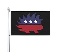 Bandera de Patio Puercoespín libertario Estandarte de Jardín para Fiestas | 3x5 FT Con Ojales Estandarte Resistente Uv Banderas De Balcón para Patio Calle