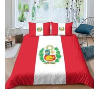 Bandera de Perú Juego De Cama Funda Nórdica con Cremallera,Bandera Nacional,Funda Nordica Microfibra Funda De Almohada,impresión Digital King（220x240cm）