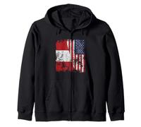 Bandera de Perú USA Envejecida - Half American Sudadera con Capucha