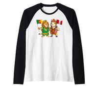 Bandera de Perú y Camerún Raíces Peruano-camerunesas Camiseta Manga Raglan