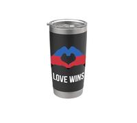 Bandera de poliamor amor gana corazón poliamoroso Vaso térmico de acero inoxidable de doble pared