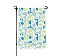 Bandera de poliéster de doble cara con estampado de dinosaurios, decoración de temporada, moderna, vintage, resistente a la decoloración