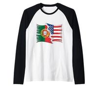 Bandera de Portugal Raíces del Orgullo portugués Camiseta Manga Raglan