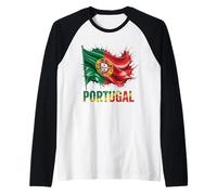 Bandera de Portugal Raíces del Orgullo portugués Camiseta Manga Raglan