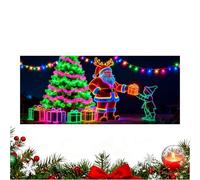 Bandera de puerta de garaje de Navidad - 2,2 x 5,7 m activada por UV, gran resplandor, plano 2D | Decoración de pared navideña, bandera de garaje al aire libre, decoración navideña iluminada y uso da