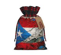 Bandera de Puerto Rico con 1 impresión de color a juego, bolsa de Navidad a cuadros con cordón para fiestas de cumpleaños de Navidad, 4.7 x 6.9 pulgadas
