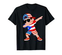 Bandera de Puerto Rico mitad americana mitad puertorriqueño niño Camiseta