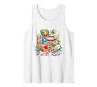 Bandera de Puerto Rico Rana Floral Boricua Mujer Herencia Hispana Camiseta sin Mangas