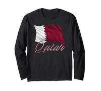 Bandera de Qatar patriótica Envejecida para Hombres, Mujeres y niños, qatarí Manga Larga