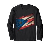Bandera de raíces de Puerto Rico Vintage Souvenir para Hombres, Mujeres y niños Manga Larga